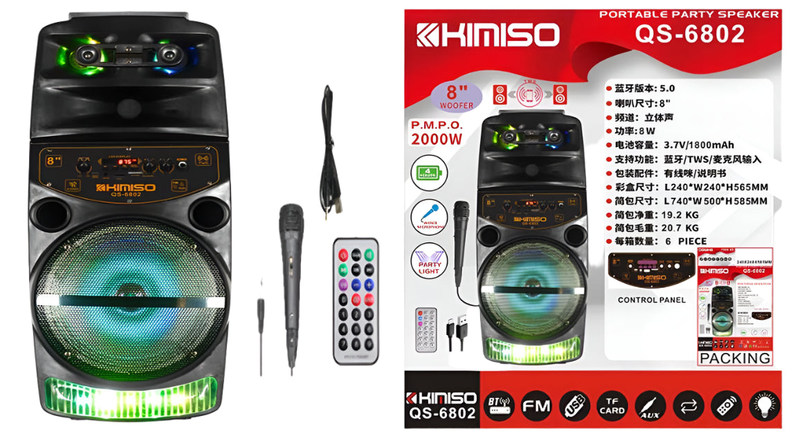 Parlante 8'' 2000w Bluetooth c/microfono 32505