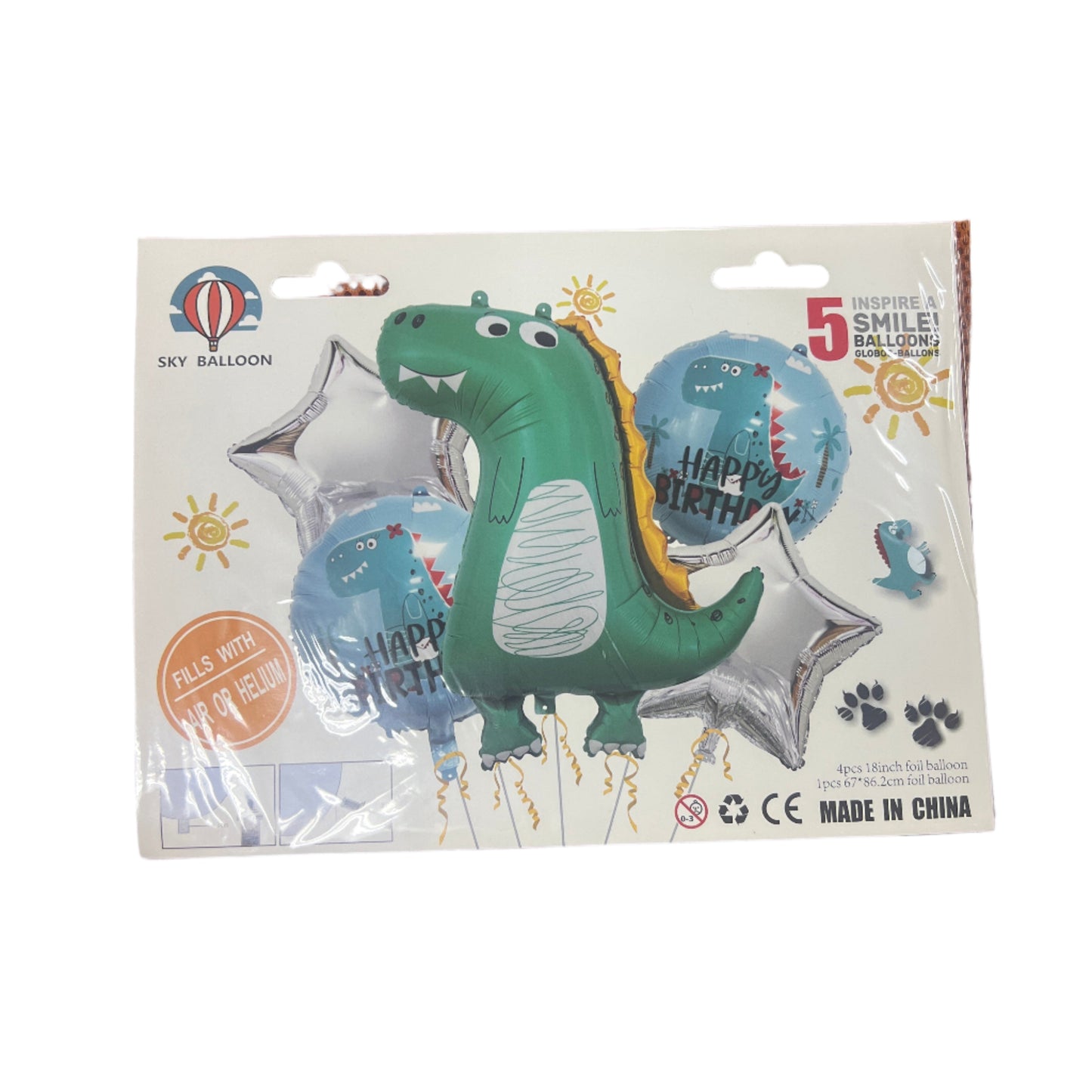 Globo Dinosaurio 5pcs