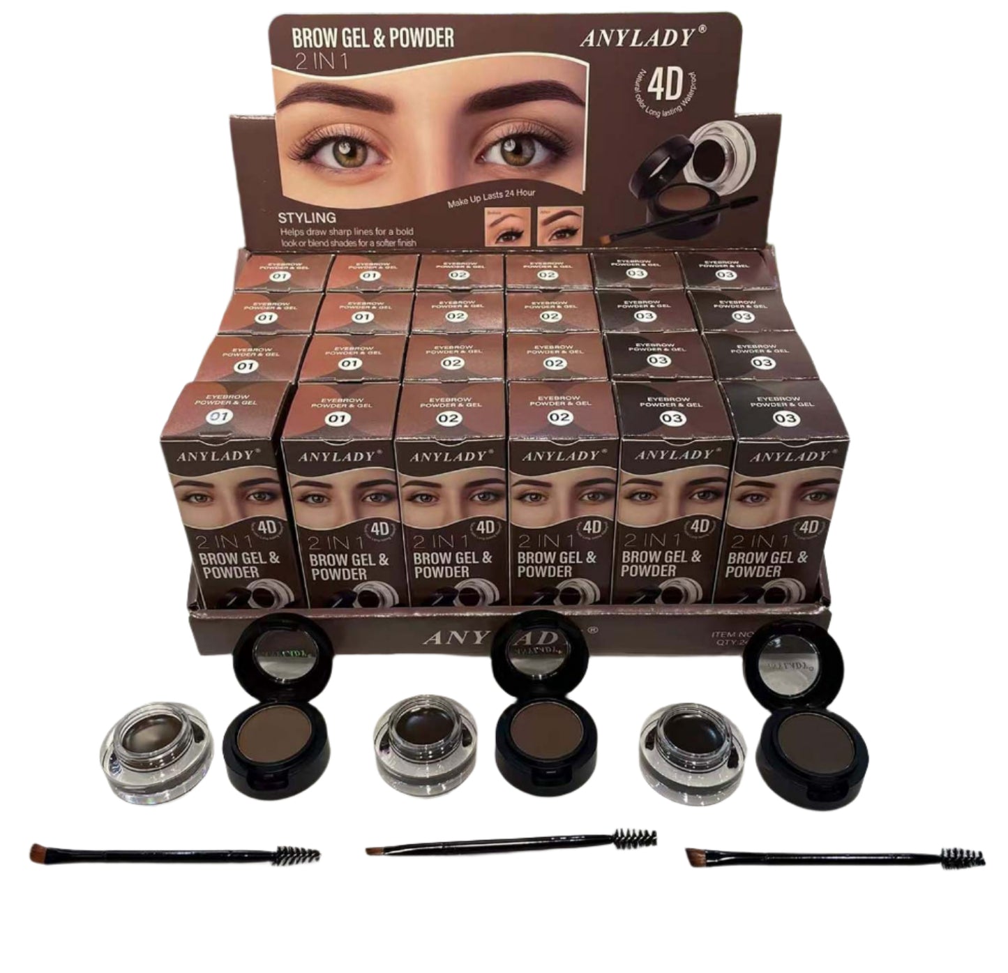 Sombras gel polvo p/ceja-Anylady 4D 37352