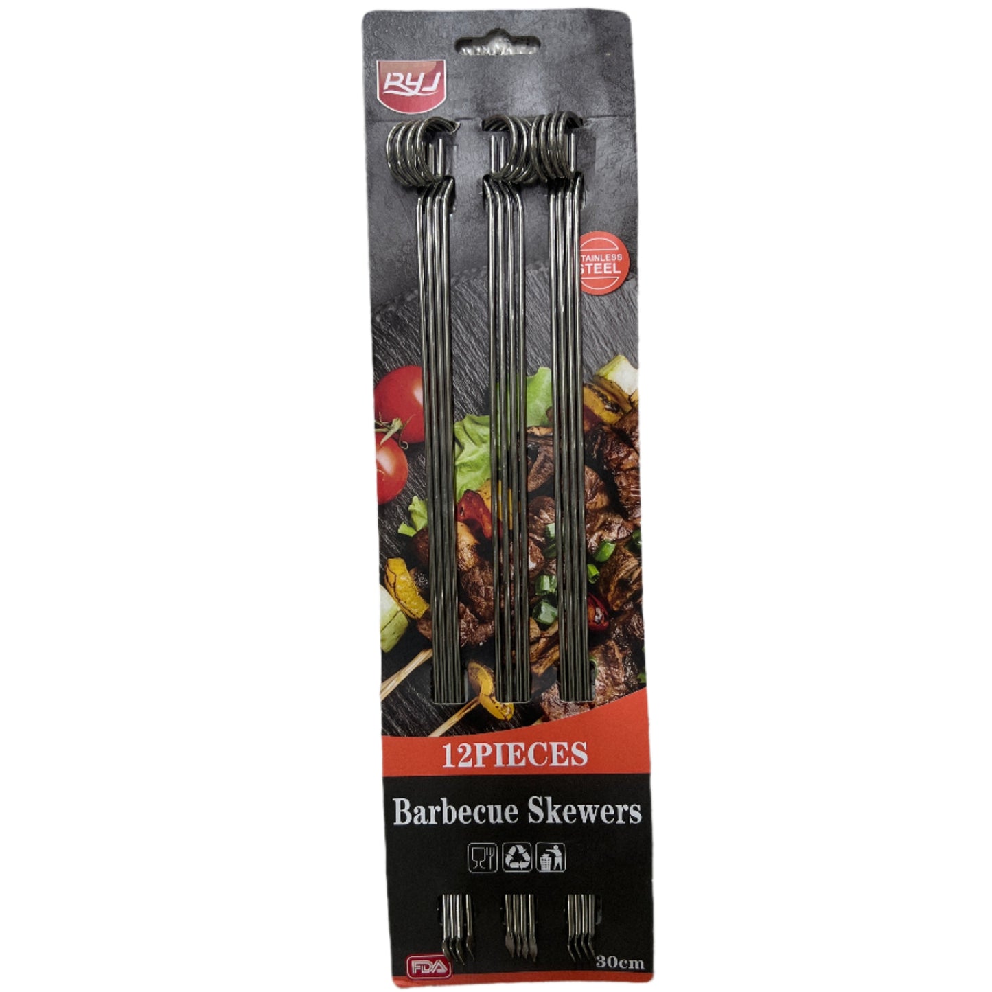 Espeto de Metal 12pcs - 30CM