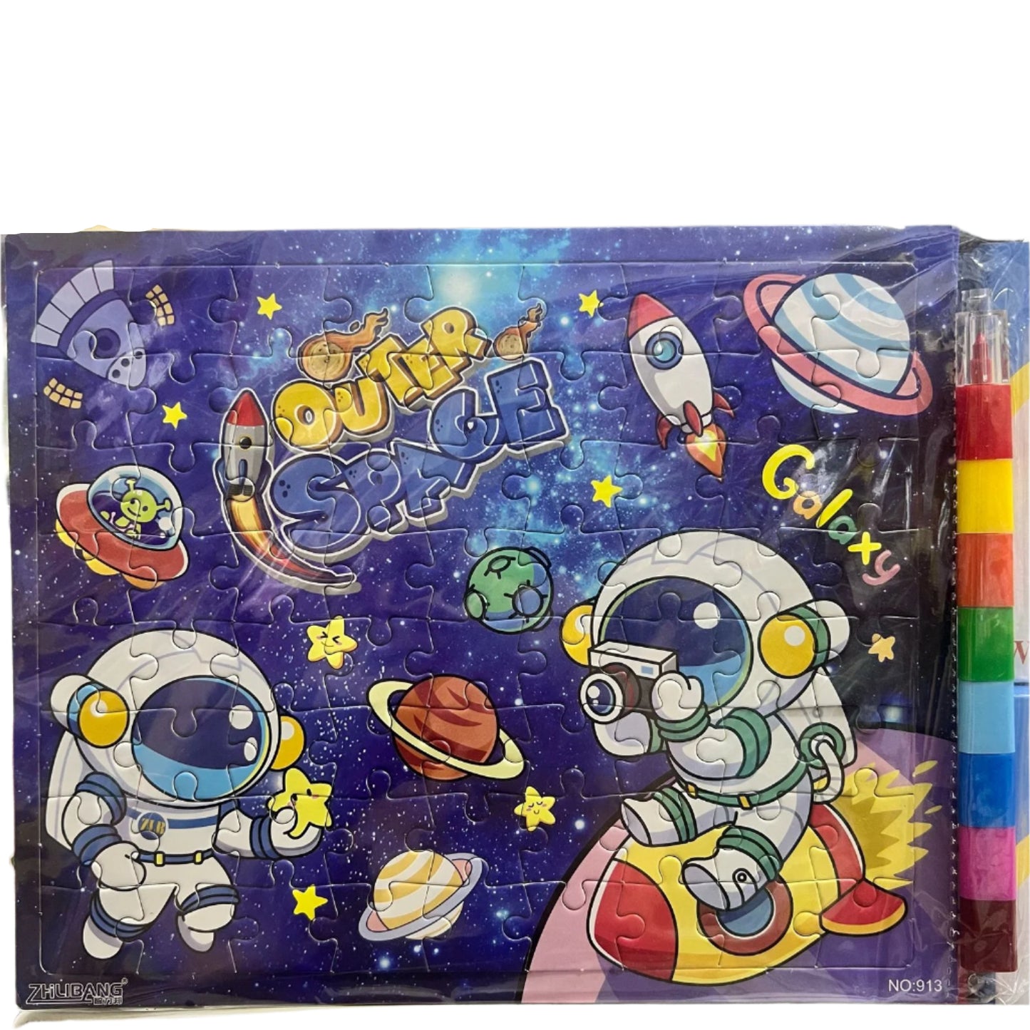 Rompe cabeza con crayola - astronauta