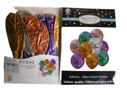 Globo Metalizado Feliz Cumple 9pcs